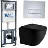 Комплект унитаза с инсталляцией WeltWasser MARBERG 410 + MERZBACH 043 XL MT-BL + MAR 410 SE CR 10000014146 цвет Черный матовый с сиденьем Микролифт и клавишей смыва цвет Хром
