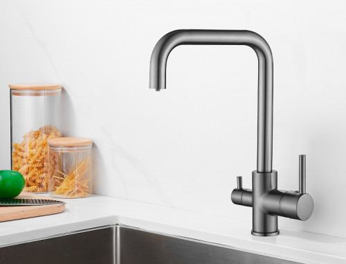 Смеситель для кухни Belz B802 B76802-3 Вороненая сталь латунь