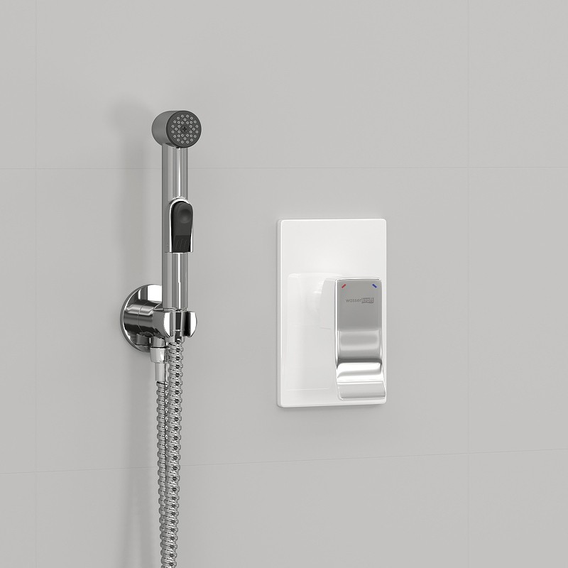 Гигиенический душ со смесителем WasserKRAFT Aller A010657WHITE Хром латунь на стену
