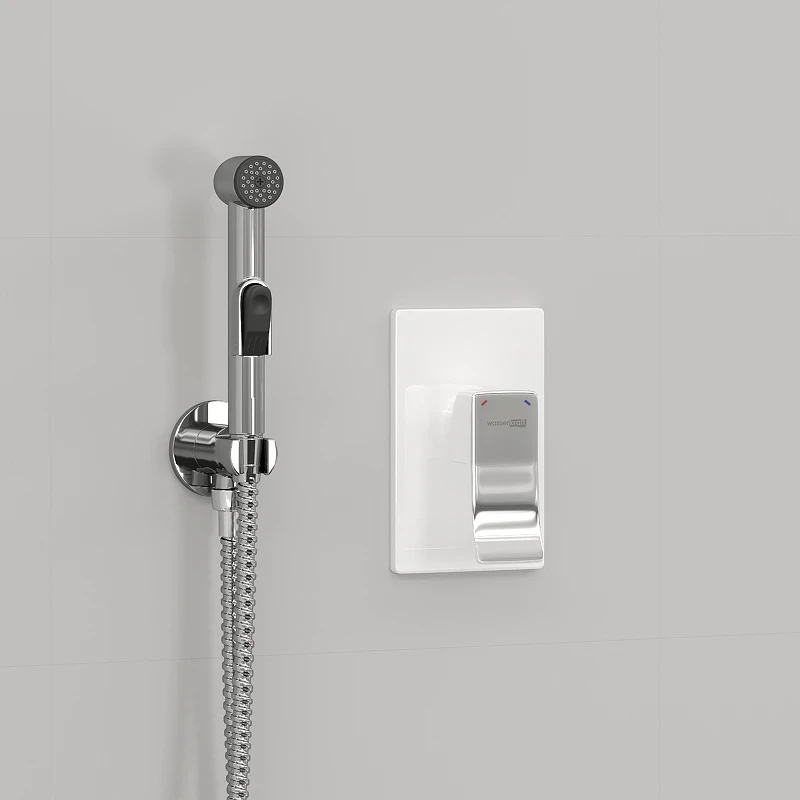 Гигиенический душ со смесителем WasserKRAFT Aller A010657WHITE Хром латунь на стену