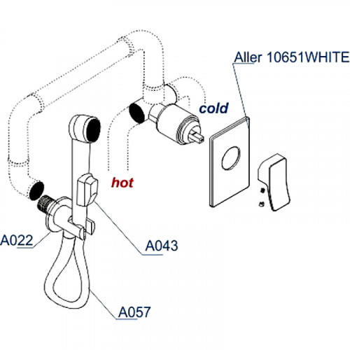 Гигиенический душ со смесителем WasserKRAFT Aller A010657WHITE Хром латунь на стену