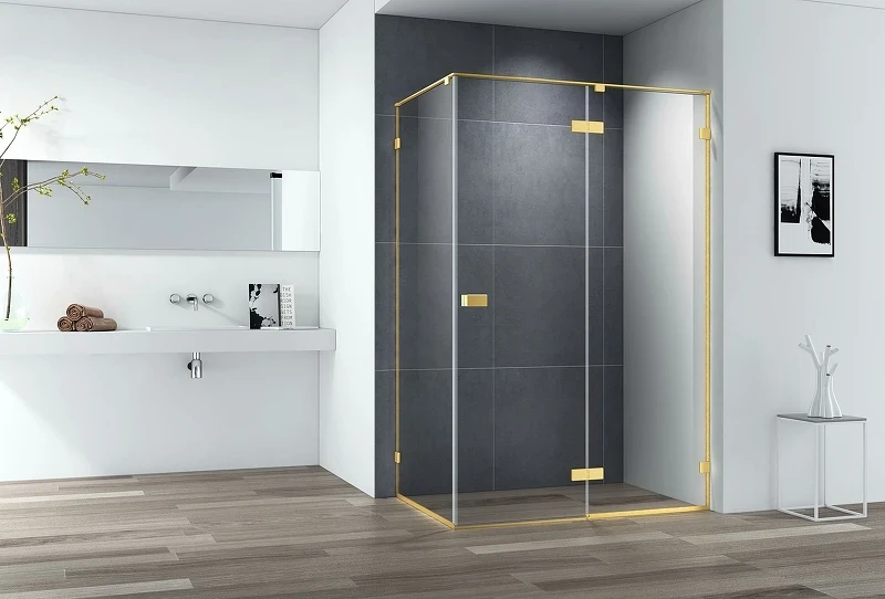 Душевой уголок Cezares Bellagio 100x80 BELLAGIO-AH-1-100/80-C-BORO профиль Золото брашированное стекло прозрачное