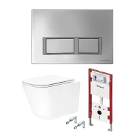 Унитаз с инсталляцией Tece TECEspring base K401201WCS цвет Белый с сиденьем Микролифт и клавишей смыва цвет Хром глянцевый