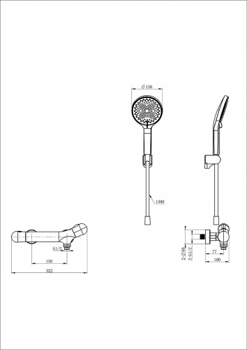 Смеситель для душа Wonzon &amp; Woghand WW-B2057-A-CR с термостатом цвет Хром
