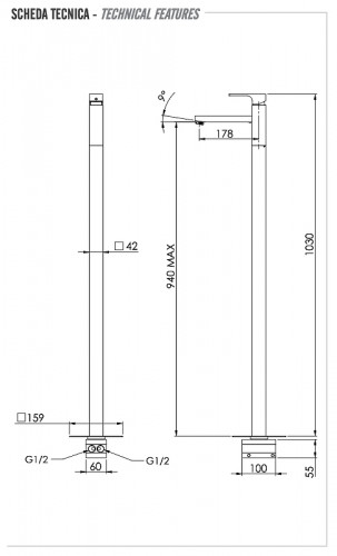 Смеситель для раковины Remer Absolute AU18CFP цвет Черный брашированный хром