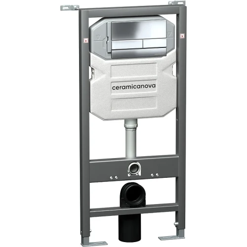 Комплект унитаза с инсталляцией Ceramicanova Metropol CN4002_1002CH_1000 с сиденьем Микролифт и клавишей смыва Хром глянцевый фарфор подвесной