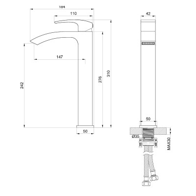 Смеситель для раковины Wonzon &amp; Woghand Fit WW-88239009-BG цвет Брашированное золото