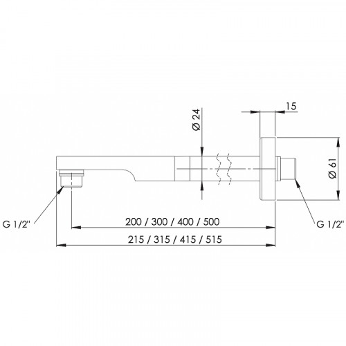 Кронштейн для верхнего душа Remer 348N30BG Золото брашированное латунь на стену