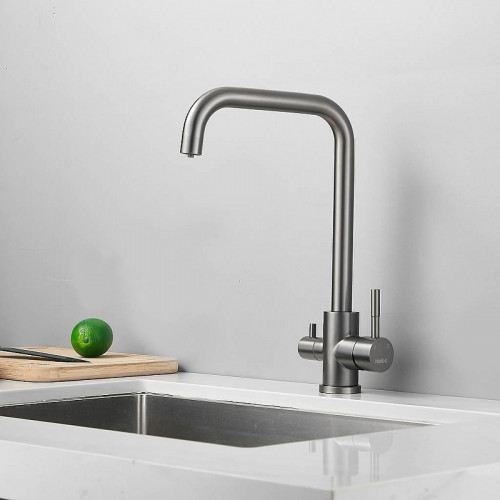 Смеситель для кухни Haiba HB43829-3 цвет Оружейная сталь