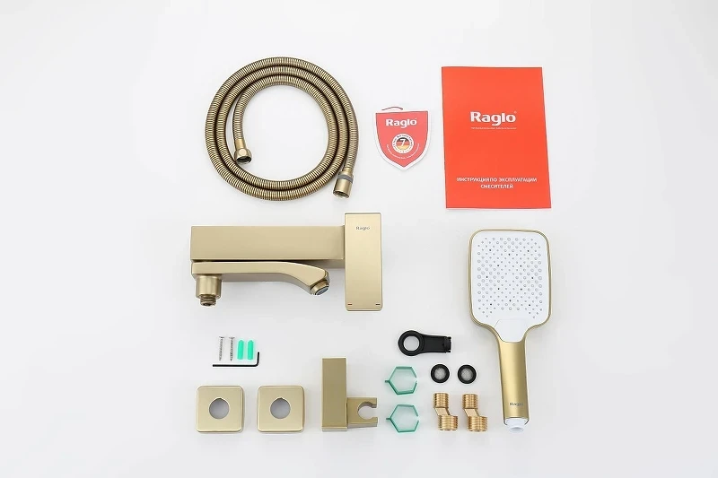 Смеситель для ванны Raglo R01.30.03 Золото матовое латунь на стену