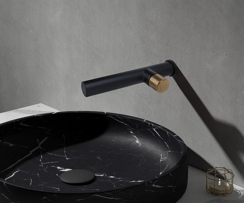 Смеситель для раковины Bronze de Luxe Avantgarde 2021MH Черный Розовое золото латунь встраиваемый
