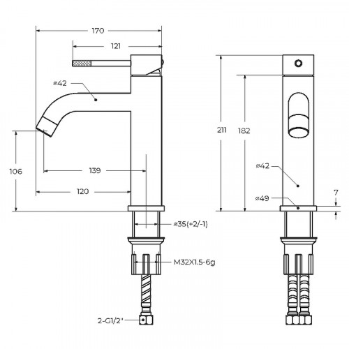 Смеситель для раковины Cezares Relax RELAX-LS1-GM Оружейная сталь нержавеющая сталь