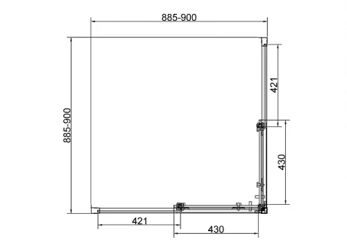 Душевой уголок Vincea Слим 8мм (Slim 8mm) 90х90 VSS-4SL900CLG профиль Брашированное золото стекло прозрачное