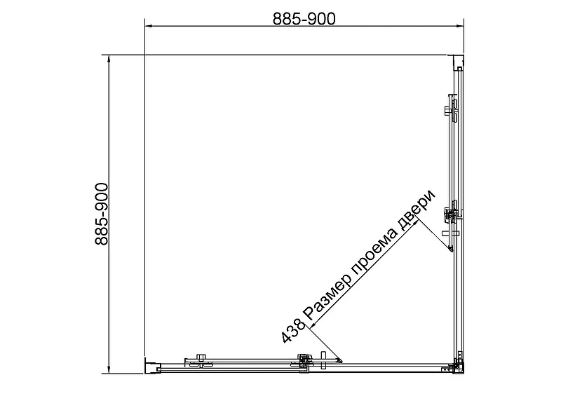 Душевой уголок Vincea Слим 8мм (Slim 8mm) 90х90 VSS-4SL900CLG профиль Брашированное золото стекло прозрачное