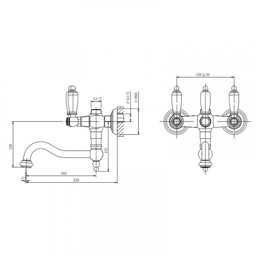 Смеситель для ванны Caprigo Adria-Classic Metal Edition 03M-518-vot Бронза латунь на стену