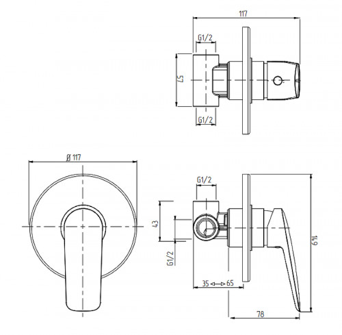 Смеситель для душа Migliore Laguna 26085 Хром латунь встраиваемый