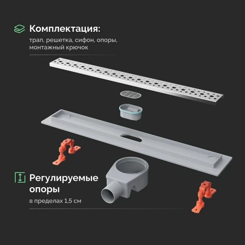 Душевой трап EWRIKA 8600460 цвет Хром