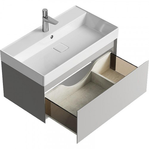 Тумба под раковину Aqwella Geometria 80 GE01081ST подвесная Серый туман