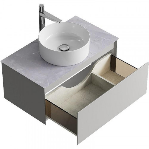 Тумба под раковину Aqwella Geometria 80 GE01081ST подвесная Серый туман