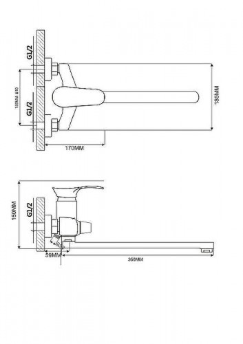 Смеситель для ванны Ekko E22001 универсальный Хром