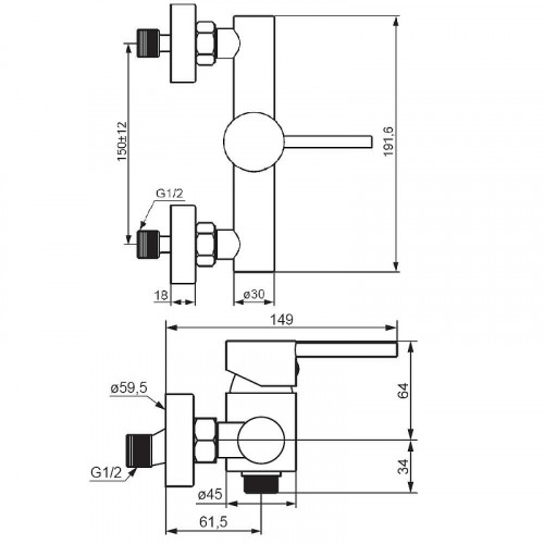 Смеситель для душа Damixa Scandinavian Pure 362000000 Хром латунь на стену