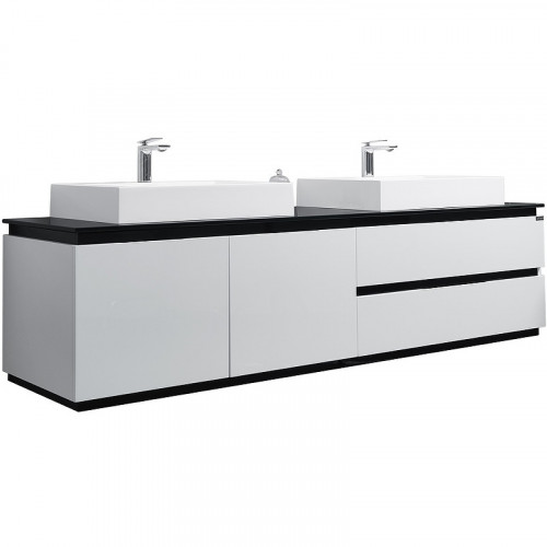 Тумба с раковиной Orans BC-6023-1800 180 60231800 подвесная Белая глянцевая МДФ / ЛДСП, стекло