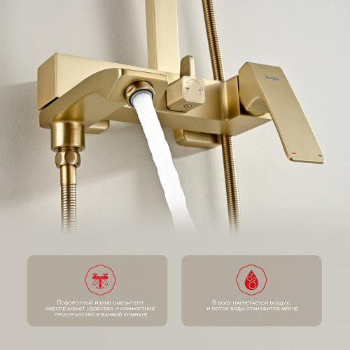 Душевая система Raglo R01.24.03 Золото матовое латунь на стену