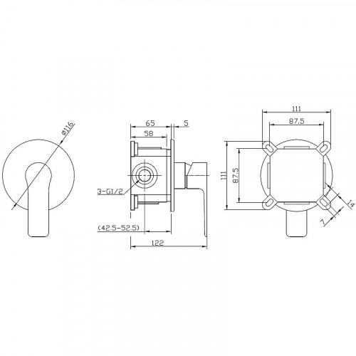 Смеситель для душа ESKO Singapore black SB 83 Черный матовый латунь встраиваемый