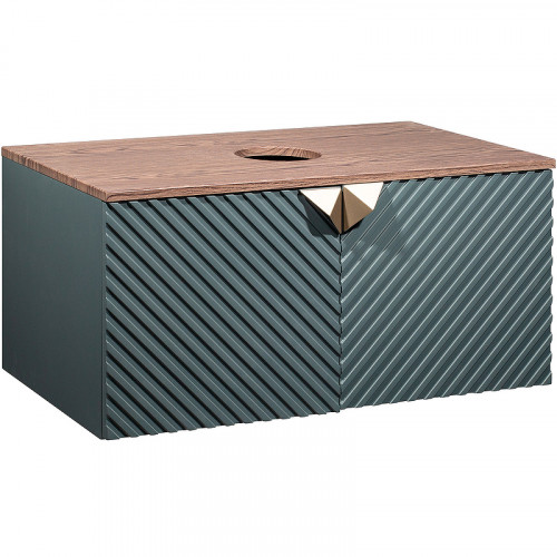 Тумба под раковину Runo Андорра 85 00-00002016 подвесная Темно-зеленая Дуб коньячный МДФ / ЛДСП