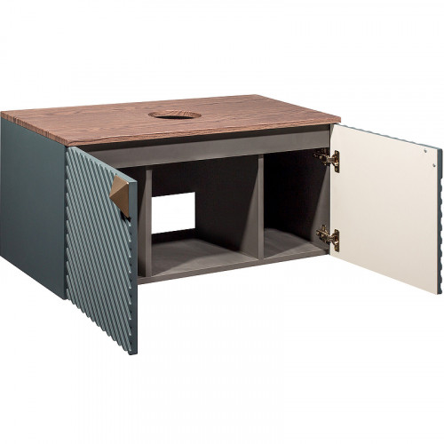 Тумба под раковину Runo Андорра 85 00-00002016 подвесная Темно-зеленая Дуб коньячный МДФ / ЛДСП