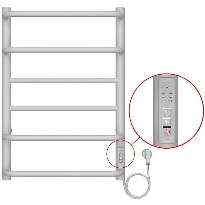 Электрический полотенцесушитель Azario Milan 400x600 П6 AZ90846W диммер справа Белый