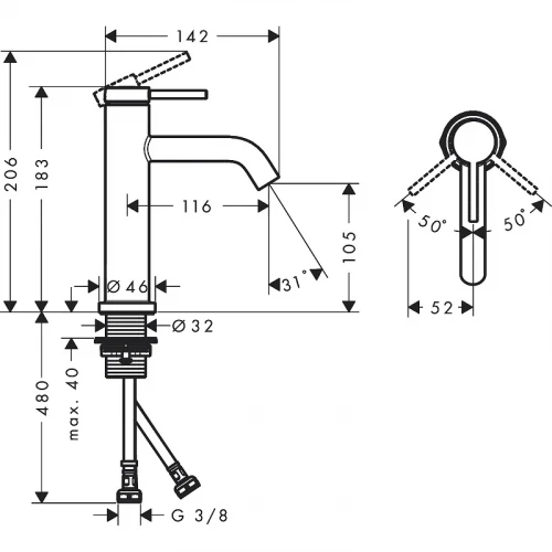 Смеситель для раковины Hansgrohe Tecturis S 73311000 Хром латунь