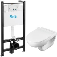 Комплект унитаза с инсталляцией Roca Victoria Pack Rimless 893105010 с сиденьем Микролифт без клавиши смыва