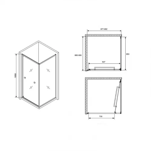 Душевой уголок Abber Schwarzer Diamant 90x90 AG0A090B профиль Черный стекло прозрачное