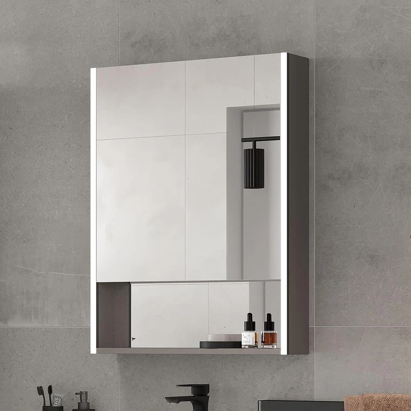 Зеркальный шкаф Equil Smile 60 R szSMILEI60.R с подсветкой цвет Лен анрацит