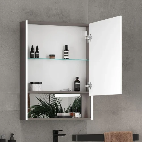 Зеркальный шкаф Equil Smile 60 R szSMILEI60.R с подсветкой цвет Лен анрацит