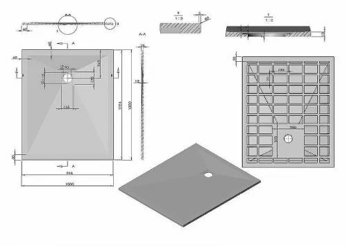 Душевой поддон из искусственного камня Vincea 120x100 VST-4SR1012G Серый