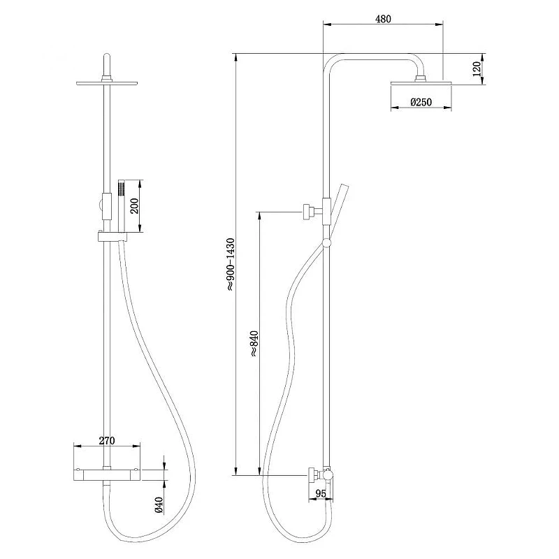Душевая система Abber Wasser Kreis AF8160BL с термостатом цвет Черный матовый