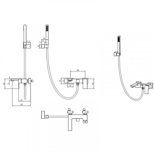 Смеситель для ванны Boheme Qubic 473-MW Белый матовый латунь на стену