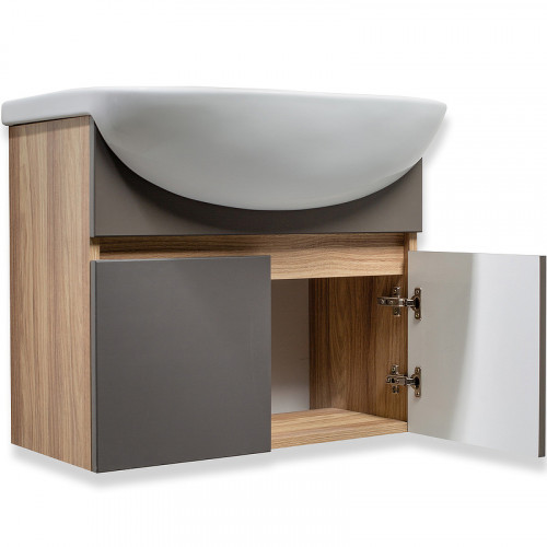 Тумба под раковину Runo Лада 50 00-00001367 подвесная Дуб серый Графит МДФ / ЛДСП