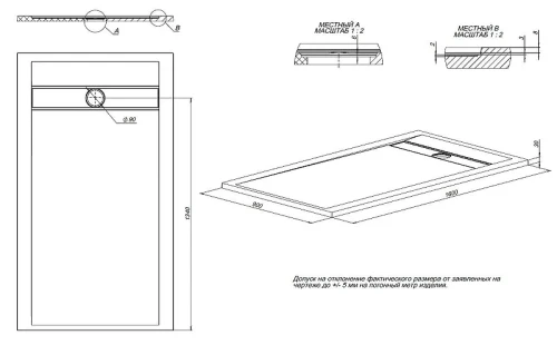 Душевой поддон из искусственного камня Allen Brau Infinity 160x90 8.21007-BGM цвет Синий+Серый