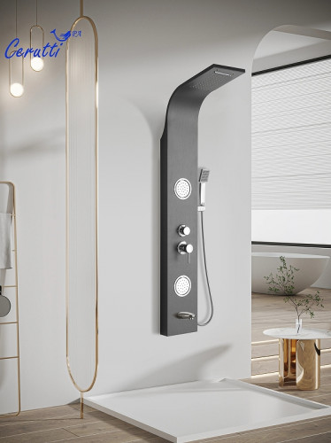 Душевая панель Ceruttispa Twin BS CT9986 с гидромассажем Хром нержавеющая сталь на стену