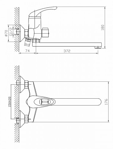 Смеситель для ванны Viko V-6905 универсальный Хром