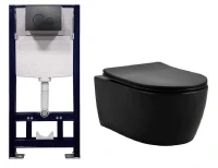 Комплект унитаза с инсталляцией Splendy Pride ST3011TPRBM/PR10152VTYBM Set цвет Черный матовый с сиденьем Микролифт и клавишей смыва цвет Черный матовый