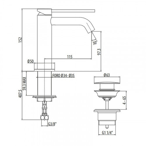 Смеситель для раковины Gattoni Circle Two 9142/91NO Черный матовый латунь