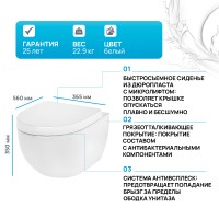 Унитаз AM.PM Awe C111738SC подвесной с сиденьем Микролифт фарфор подвесной