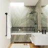 Шторка на ванну Maybah Glass MGV-61-6у 500x1400 в узком профиле Черный стекло прозрачное