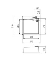 Кухонная мойка Aquaton Парма 47 1A713032PM210 Графит искусственный камень (литьевой мрамор) встраиваемый