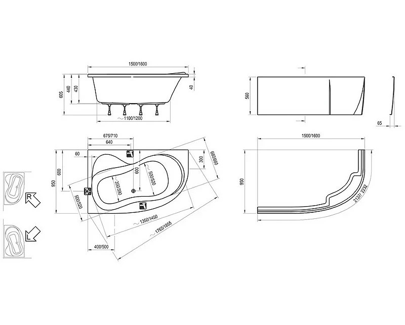 Акриловая ванна Ravak Rosa II 150x95 R C561000000 без гидромассажа