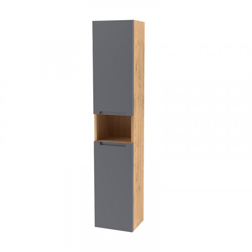 Шкаф пенал ЗОВ Дион 30 DPGD подвесной цвет Графит матовый Дуб медовый